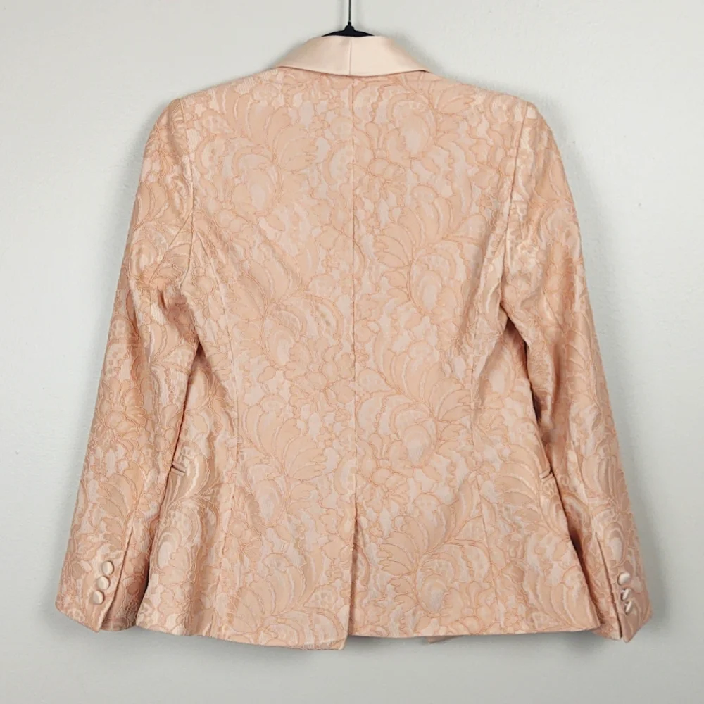 ASOS Blazer Lace Tailored Peach Pink Feminine Career Academia Party 6